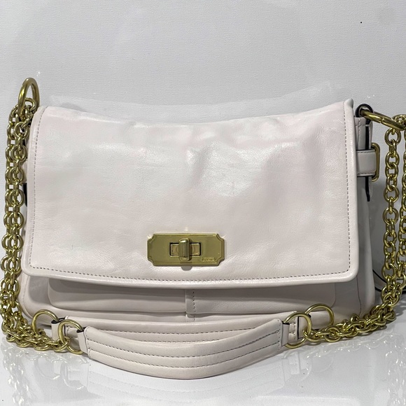 Coach Handbags - Coach chelsea F17825 TurnLock Flap Crossbody Shoulder Soft Leather Bag Cream EUC